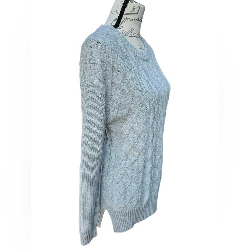 Banana Republic Cable Knit Sweater Gray Tunic Wool Size Medium - Picture 4 of 11